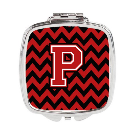 CJ1047-PSCM Letter P Chevron Black & Red Compact Mirror