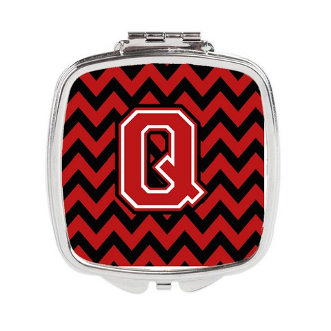 CJ1047-QSCM Letter Q Chevron Black & Red Compact Mirror