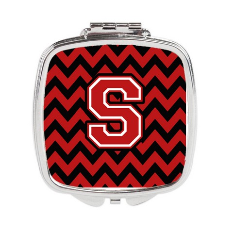 CJ1047-SSCM Letter S Chevron Black & Red Compact Mirror