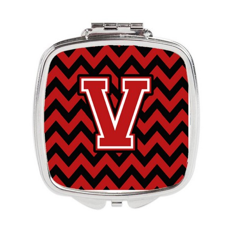 Letter V Chevron Black & Red Compact Mirror