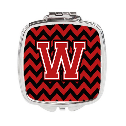 CJ1047-WSCM Letter W Chevron Black & Red Compact Mirror