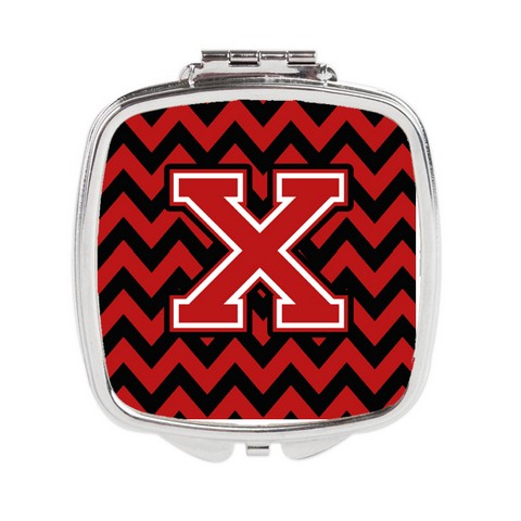 Letter X Chevron Black & Red Compact Mirror - Black & Red