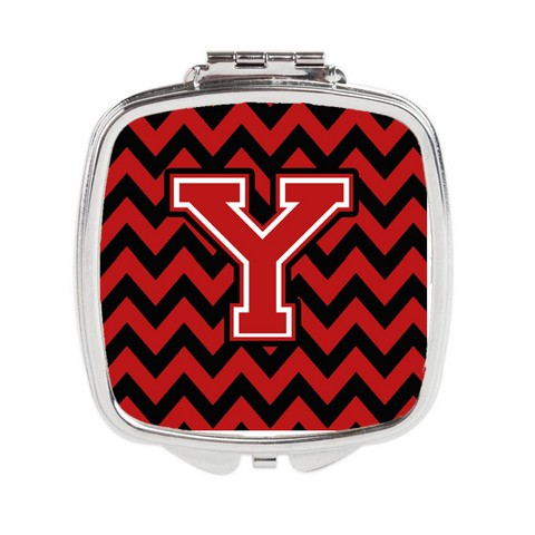 CJ1047-YSCM Letter Y Chevron Black & Red Compact Mirror