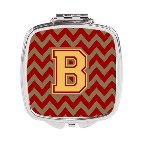 CJ1048-BSCM Letter B Chevron Garnet & Gold Compact Mirror