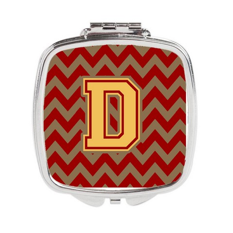 CJ1048-DSCM Letter D Chevron Garnet & Gold Compact Mirror