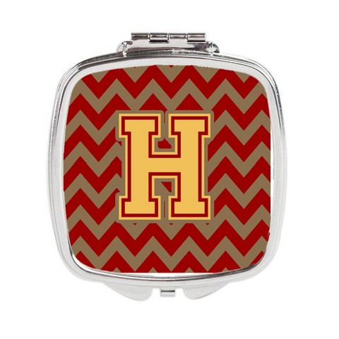 CJ1048-HSCM Letter H Chevron Garnet & Gold Compact Mirror