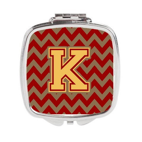 CJ1048-KSCM Letter K Chevron Garnet & Gold Compact Mirror