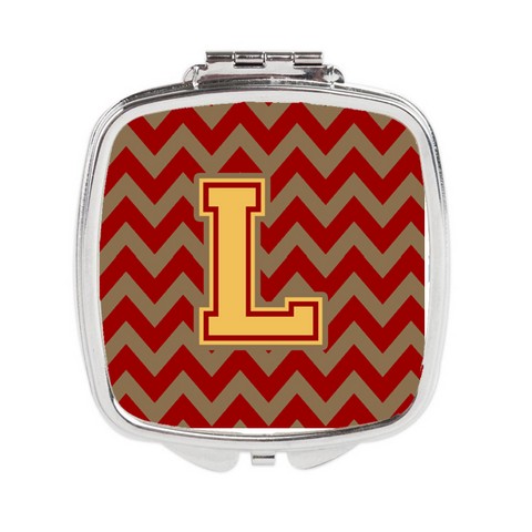 CJ1048-LSCM Letter L Chevron Garnet & Gold Compact Mirror