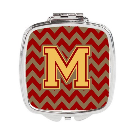 CJ1048-MSCM Letter M Chevron Garnet & Gold Compact Mirror