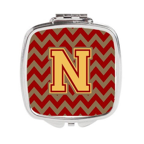 CJ1048-NSCM Letter N Chevron Garnet & Gold Compact Mirror