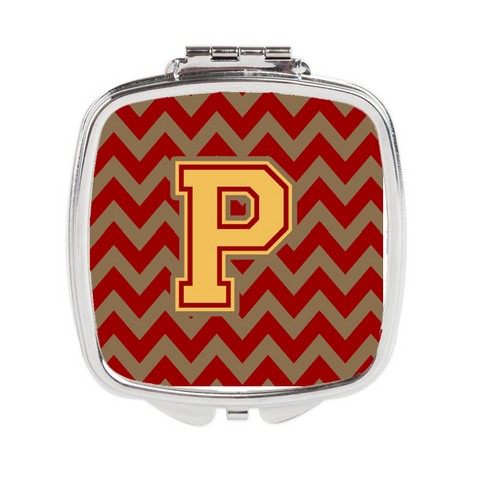 CJ1048-PSCM Letter P Chevron Garnet & Gold Compact Mirror