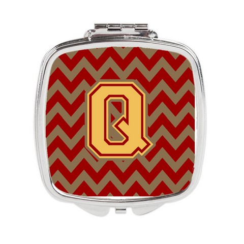CJ1048-QSCM Letter Q Chevron Garnet & Gold Compact Mirror