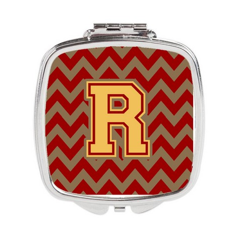Letter R Chevron Garnet & Gold Compact Mirror