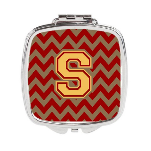 CJ1048-SSCM Letter S Chevron Garnet & Gold Compact Mirror