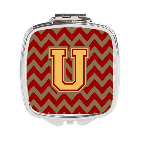 CJ1048-USCM Letter U Chevron Garnet & Gold Compact Mirror