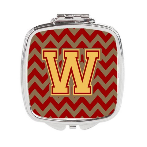 CJ1048-WSCM Letter W Chevron Garnet & Gold Compact Mirror