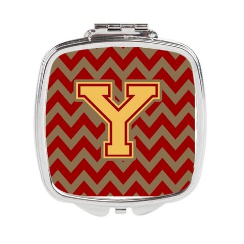 Letter Y Chevron Garnet & Gold Compact Mirror