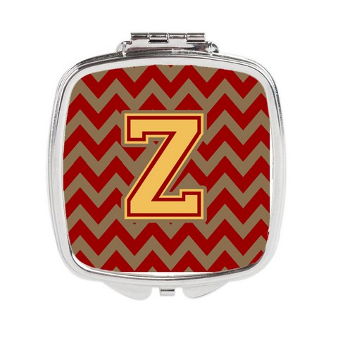 Letter Z Chevron Garnet & Gold Compact Mirror - Garnet & Gold