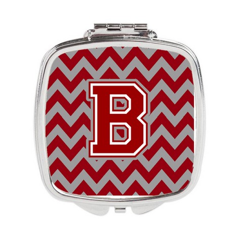 Letter B Chevron Maroon & White Compact Mirror