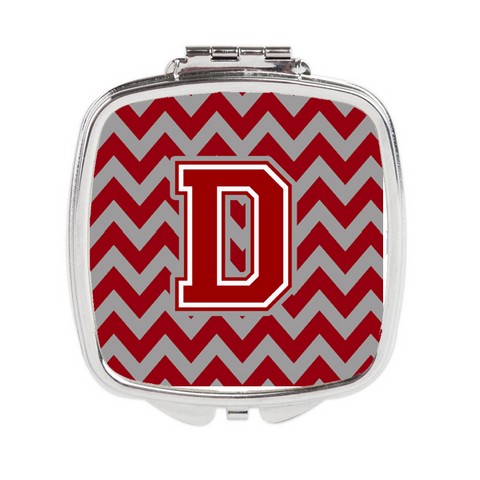 Letter D Chevron Maroon & White Compact Mirror - Maroon & White - 3 x 0.3 x 2.75 in.