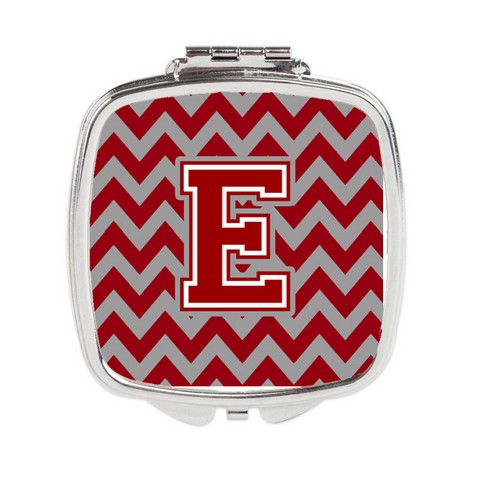 CJ1049-ESCM Letter E Chevron Maroon & White Compact Mirror, 3 x 0.3 x 2.75 in.