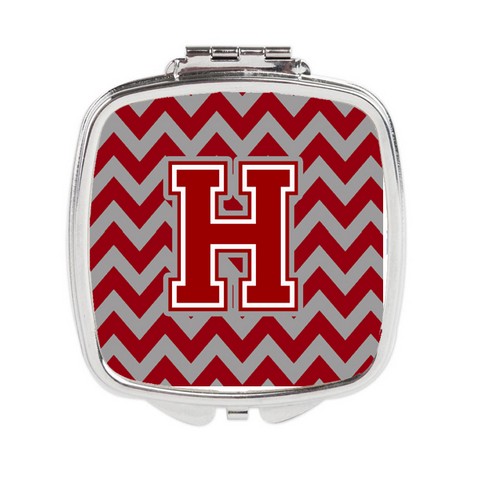 Letter H Chevron Maroon & White Compact Mirror - 3 x 0.3 x 2.75 in.