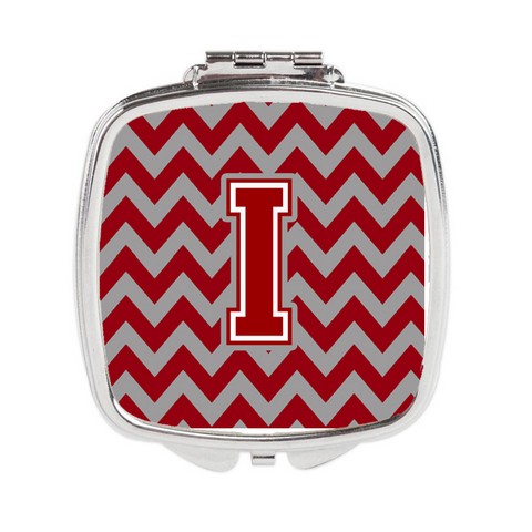 CJ1049-ISCM Letter I Chevron Maroon & White Compact Mirror, 3 x 0.3 x 2.75 in.