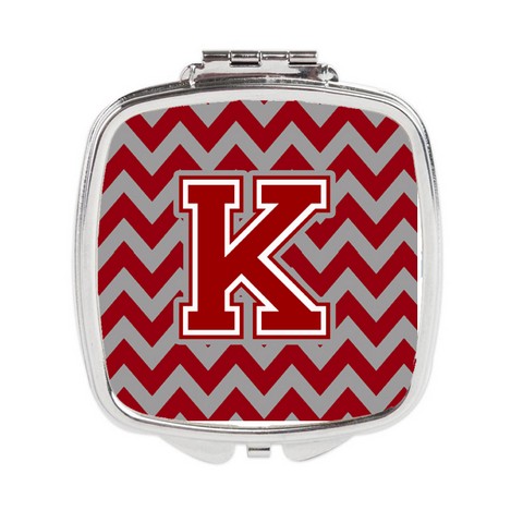 Letter K Chevron Maroon & White Compact Mirror - 3 x 0.3 x 2.75 in.