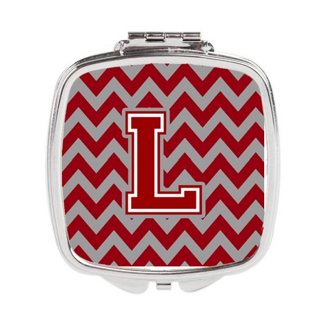 Letter L Chevron Maroon & White Compact Mirror