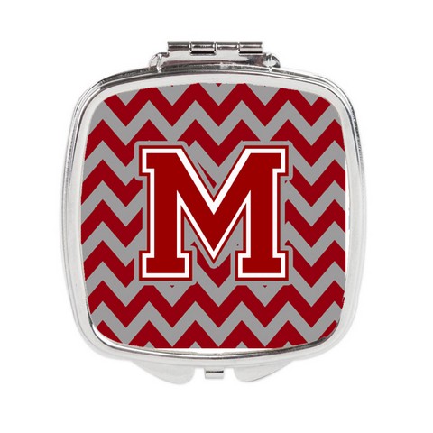 CJ1049-MSCM Letter M Chevron Maroon & White Compact Mirror, 3 x 0.3 x 2.75 in.