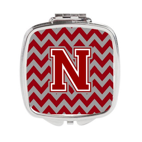 Letter N Chevron Maroon & White Compact Mirror - Maroon & White - 3in. H x 0.3in. W x 2.75in. L