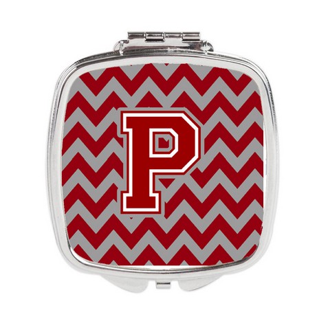 CJ1049-PSCM Letter P Chevron Maroon & White Compact Mirror, 3 x 0.3 x 2.75 in.