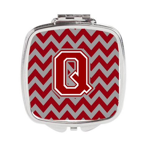 CJ1049-QSCM Letter Q Chevron Maroon & White Compact Mirror, 3 x 0.3 x 2.75 in.