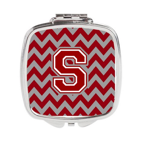 Letter S Chevron Maroon & White Compact Mirror - 3 x 0.3 x 2.75 in.