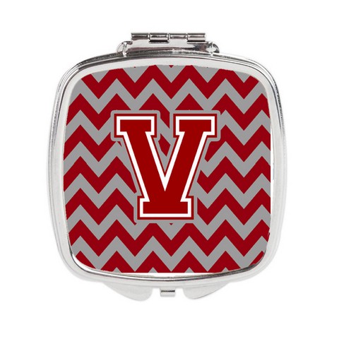 CJ1049-VSCM Letter V Chevron Maroon & White Compact Mirror, 3 x 0.3 x 2.75 in.