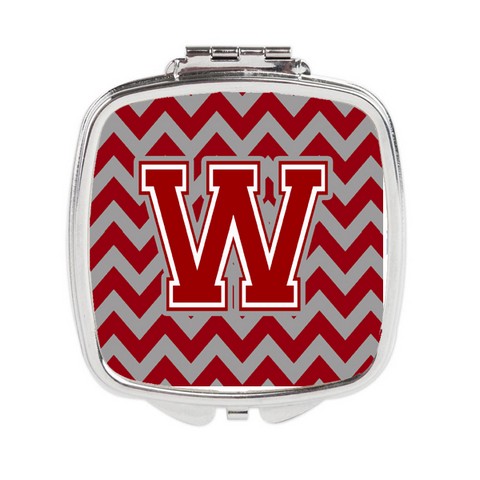 CJ1049-WSCM Letter W Chevron Maroon & White Compact Mirror, 3 x 0.3 x 2.75 in.