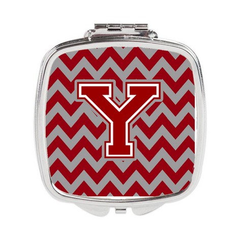 Letter Y Chevron Maroon & White Compact Mirror