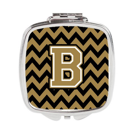 CJ1050-BSCM Letter B Chevron Black & Gold Compact Mirror, 3 x 0.3 x 2.75 in.