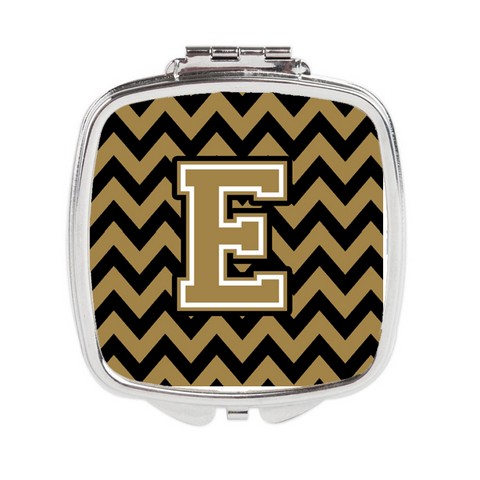 CJ1050-ESCM Letter E Chevron Black & Gold Compact Mirror, 3 x 0.3 x 2.75 in.