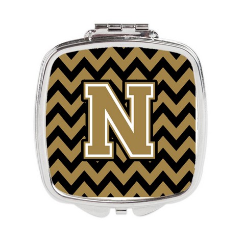 Letter N Chevron Black & Gold Compact Mirror - 3 x 0.3 x 2.75 in.