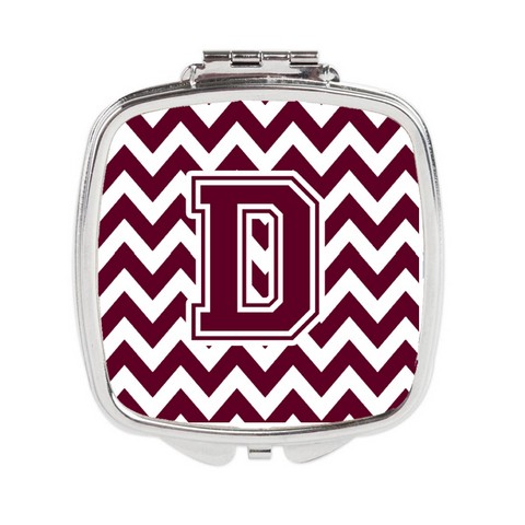 CJ1051-DSCM Letter D Chevron Maroon & White Compact Mirror, 3 x 0.3 x 2.75 in.