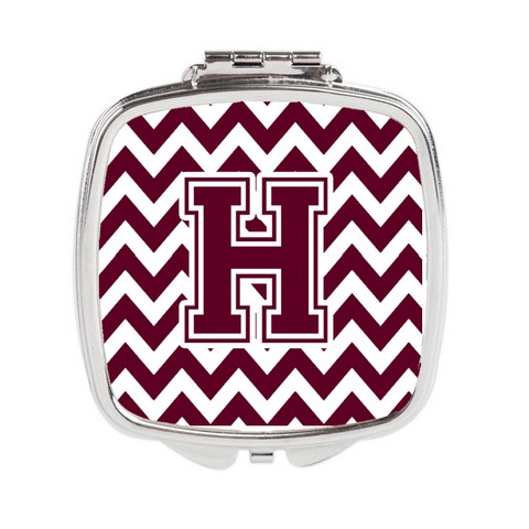 CJ1051-HSCM Letter H Chevron Maroon & White Compact Mirror, 3 x 0.3 x 2.75 in.