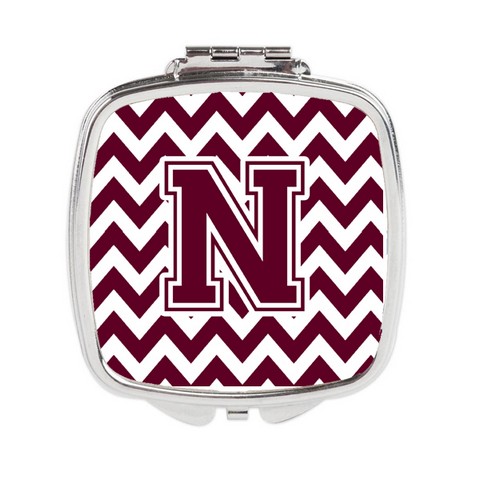 Letter N Chevron Maroon & White Compact Mirror, 3 x 0.3 x 2.75 in.
