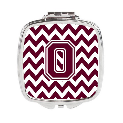 Letter O Chevron Maroon & White Compact Mirror