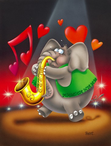 Elephant Playing the Saxaphone Flag Canvas House Size