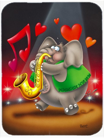 Picture of Carolines Treasures APH0250LCB Elephant Playing the Saxaphone Glass Cutting Board, Large