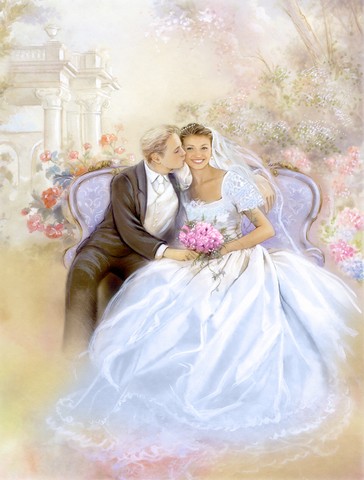Wedding Couple Kiss Flag Garden Size