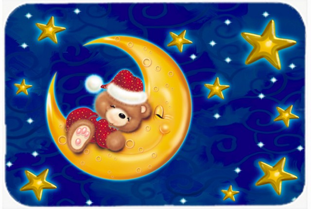 Picture of Carolines Treasures APH514BLCB Bear Sleeping in the Moon & Stars Glass Cutting Board, Large