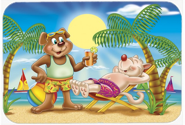 Picture of Carolines Treasures APH3817LCB Bears Relaxing at the Beach Glass Cutting Board, Large