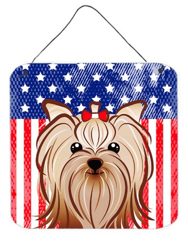 BB2134DS66 American Flag & Yorkie Yorkishire Terrier Wall or Door Hanging Prints